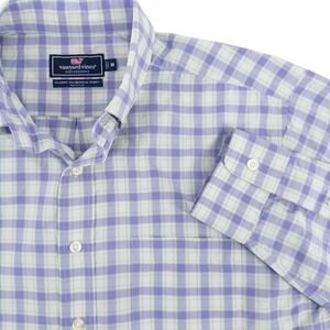 Vineyard Vines Mens Medium Murray Classic Fit Button‎ Down Purple Plaid Shirt